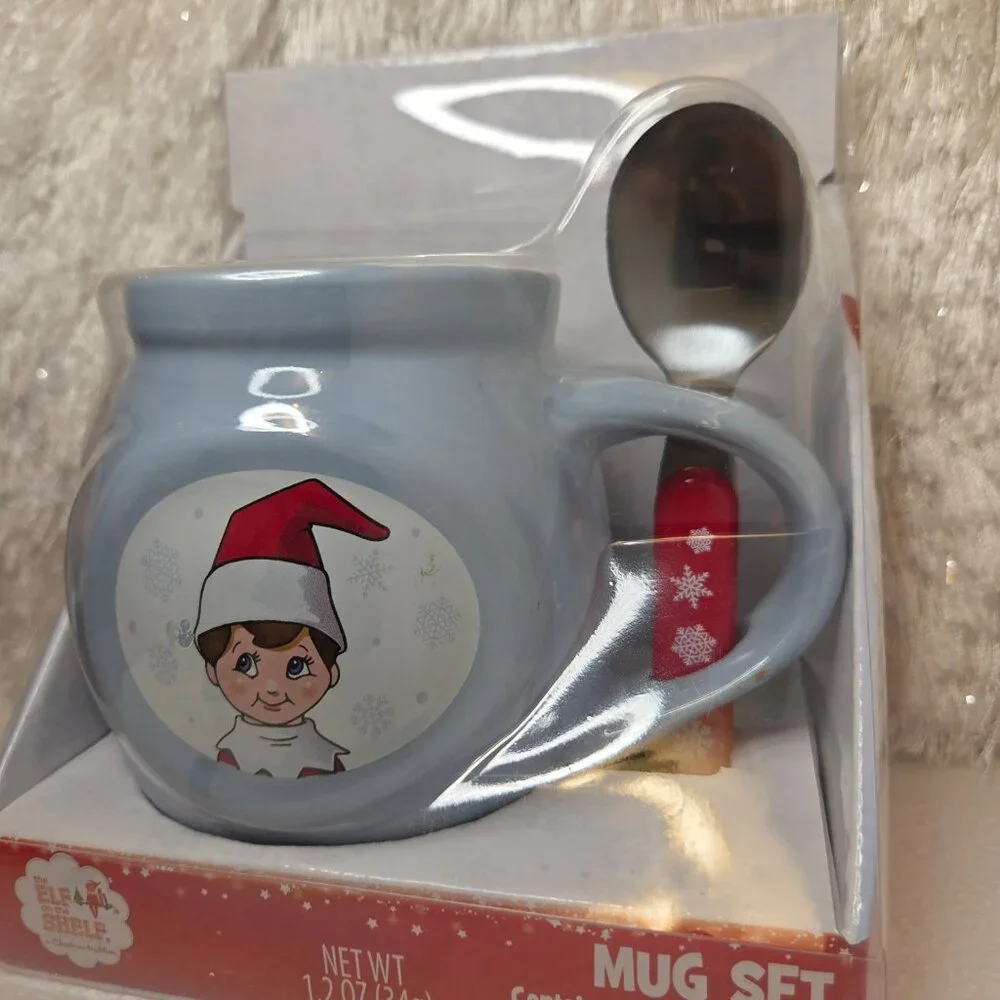 Frankford’s Elf on the Shelf Blue Christmas Mug & Spoon Holiday Gift Set - Picture 2 of 7